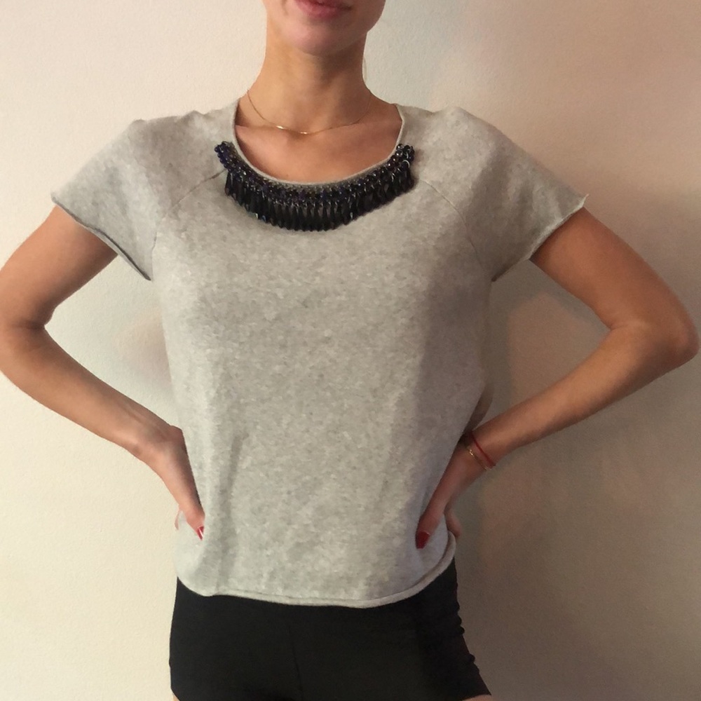 MILLY knit top tunic SMALL with bead detail